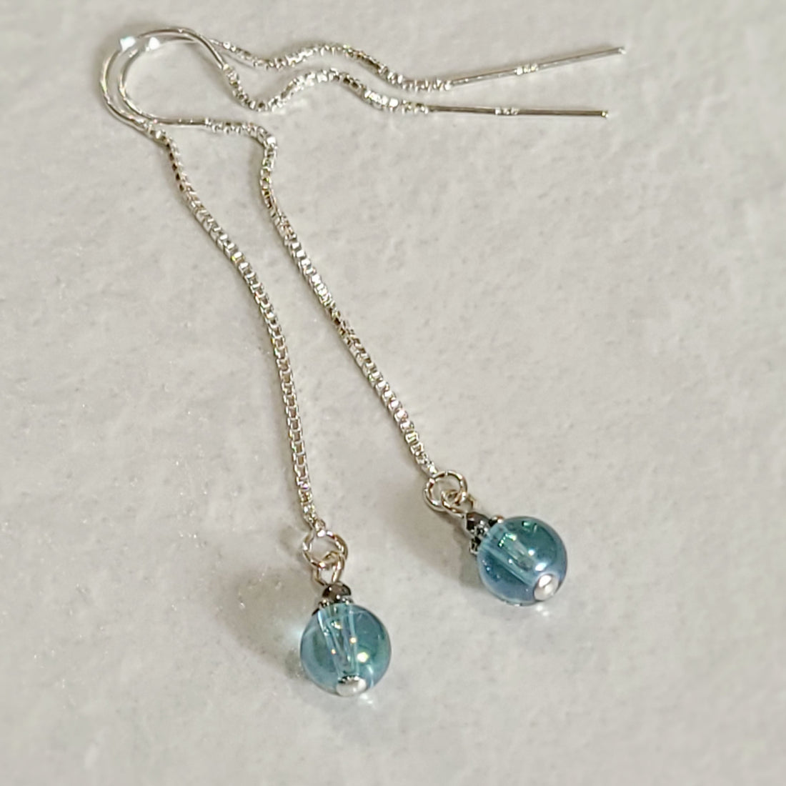 Aqua Aura Quartz Chain Drop Earrings