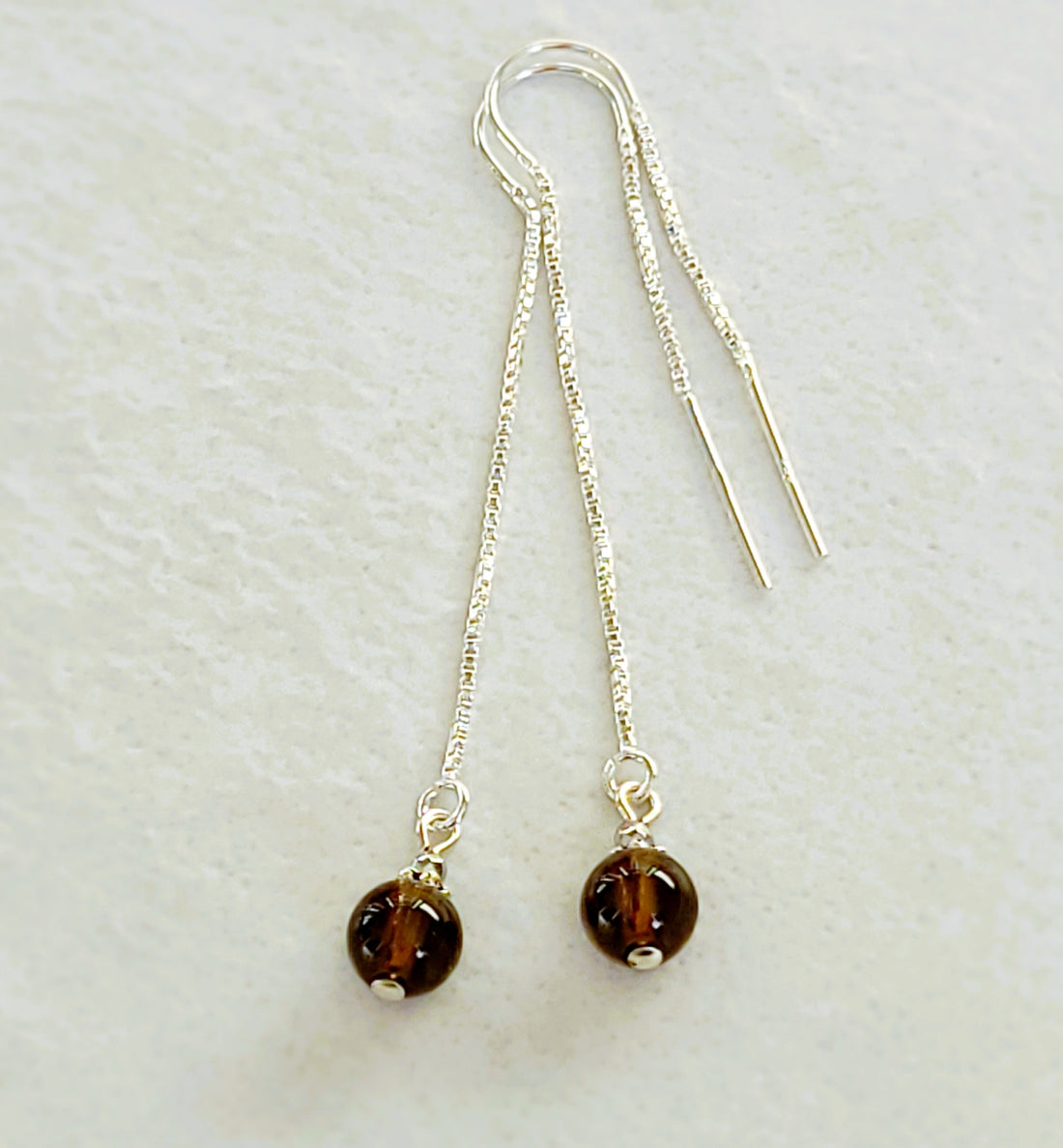 Smokey Quartz Chain Drop Earrings