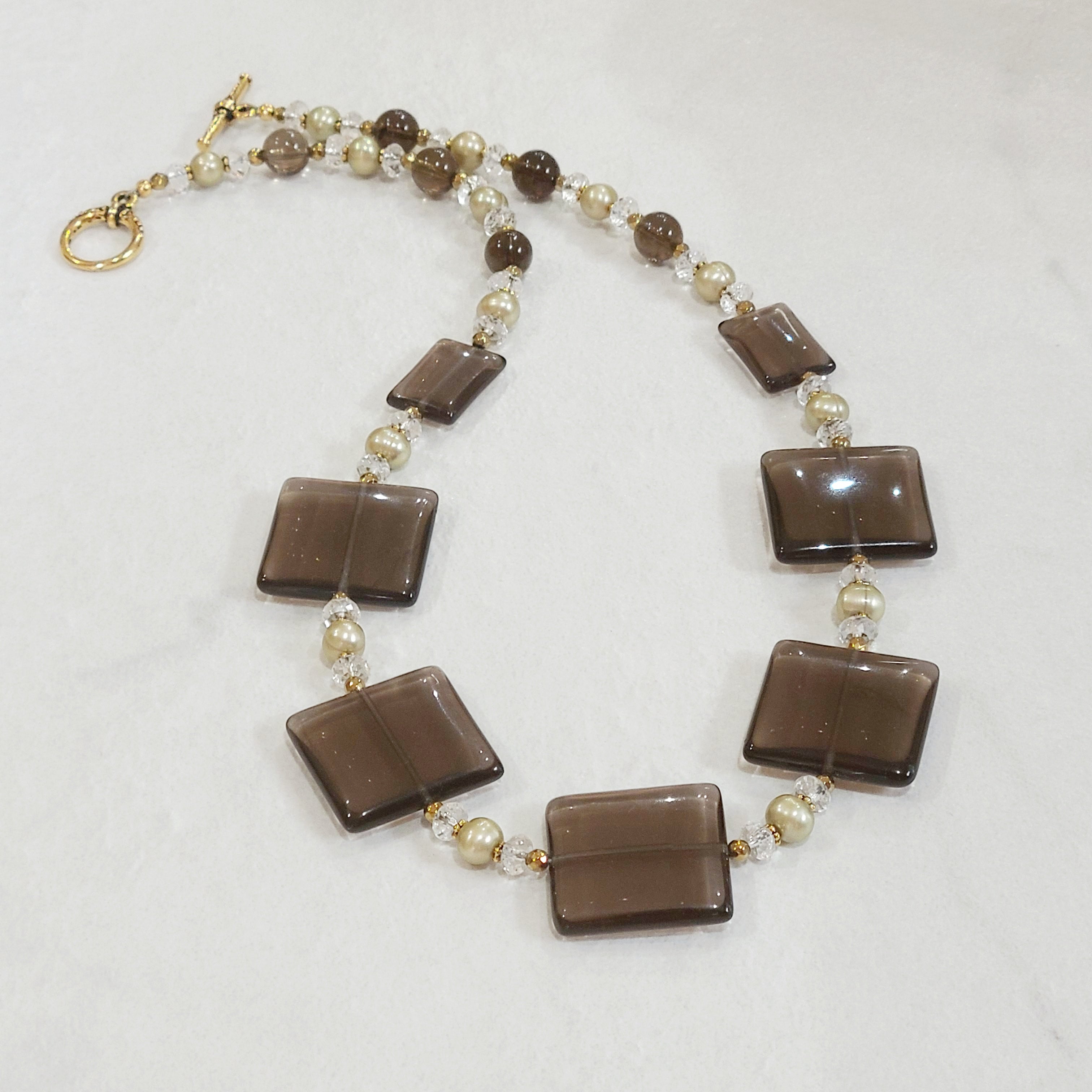 Smokey Quartz and Freshwater Pearl Necklace