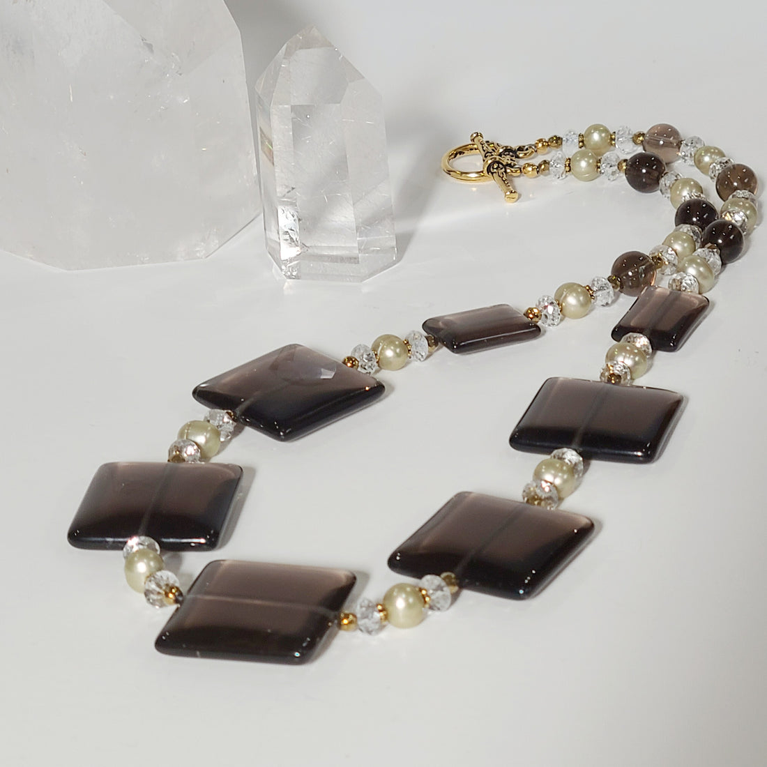 Smokey Quartz and Freshwater Pearl Necklace