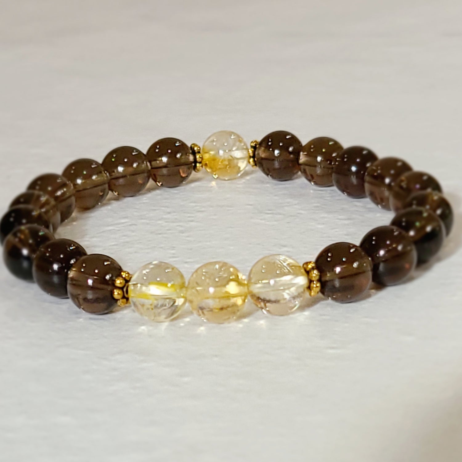 Smokey Quartz and Citrine Stretch Bracelet