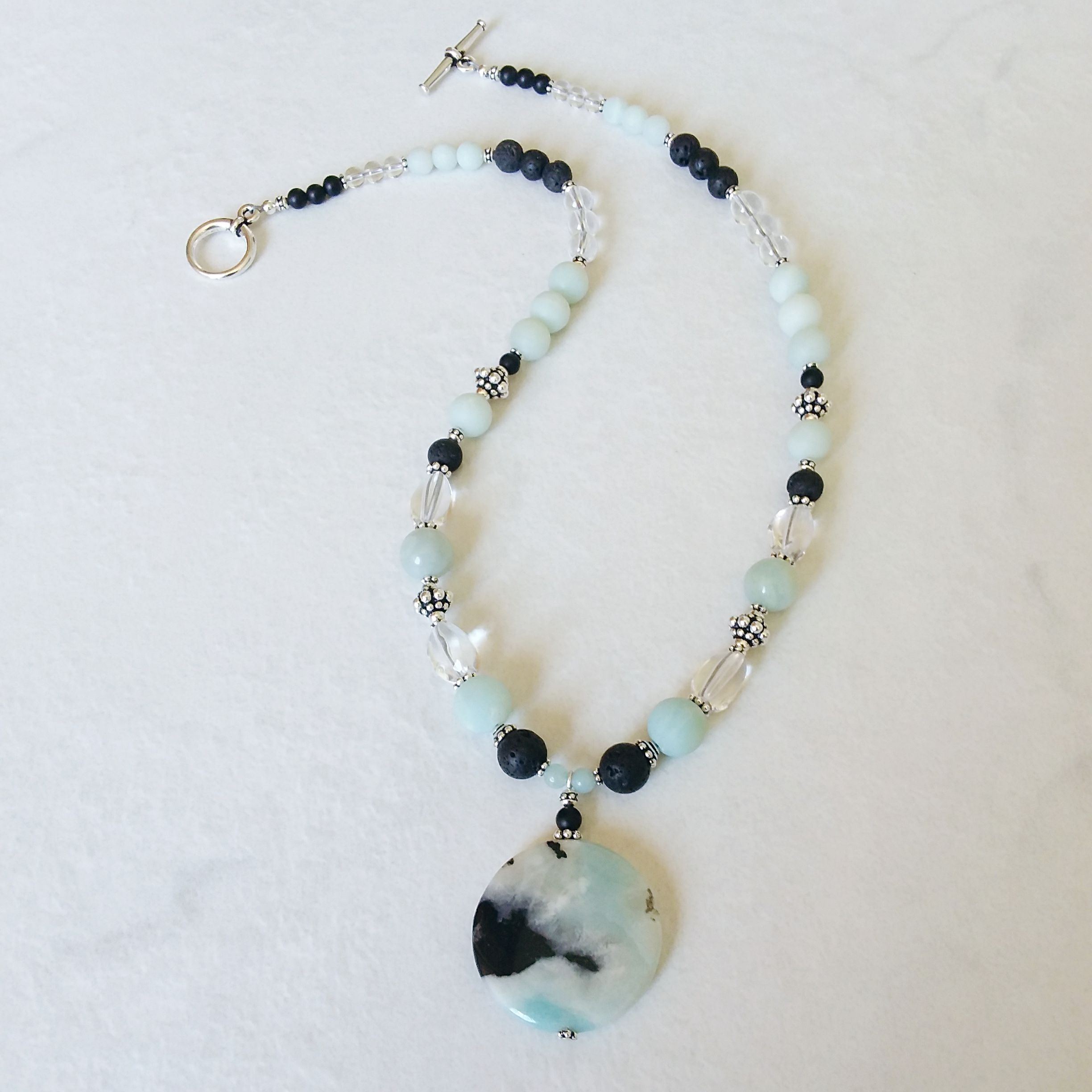 Amazonite and Lava Rock Full Beaded Necklace