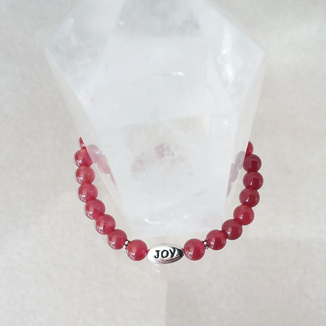 Carnelian Stretch Bracelet with "Joy"