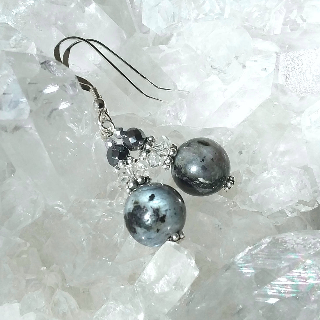 Larvikite French Hook Earrings