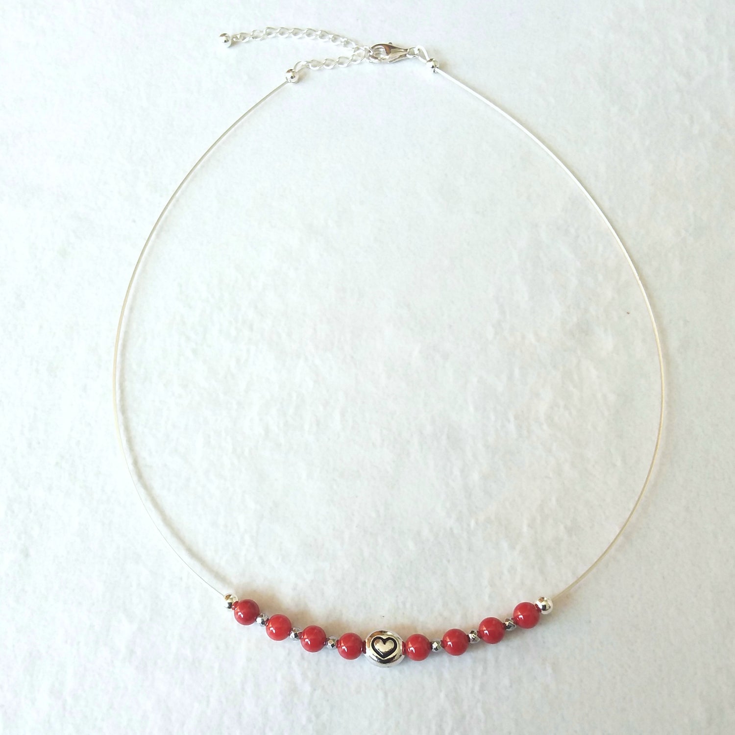 Red Sea Bamboo Necklace with Heart