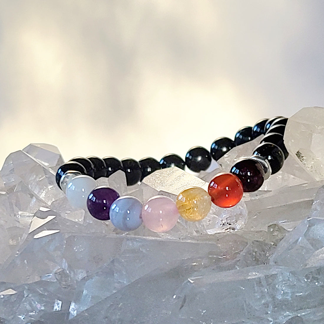Chakra Stretch Bracelet ~ 8mm with Black Tourmaline