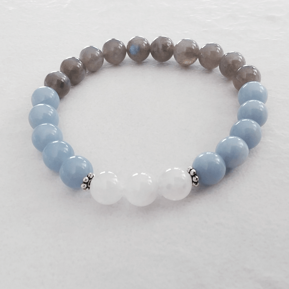Angelite Labradorite & Rainbow Moonstone Stretch Bracelet