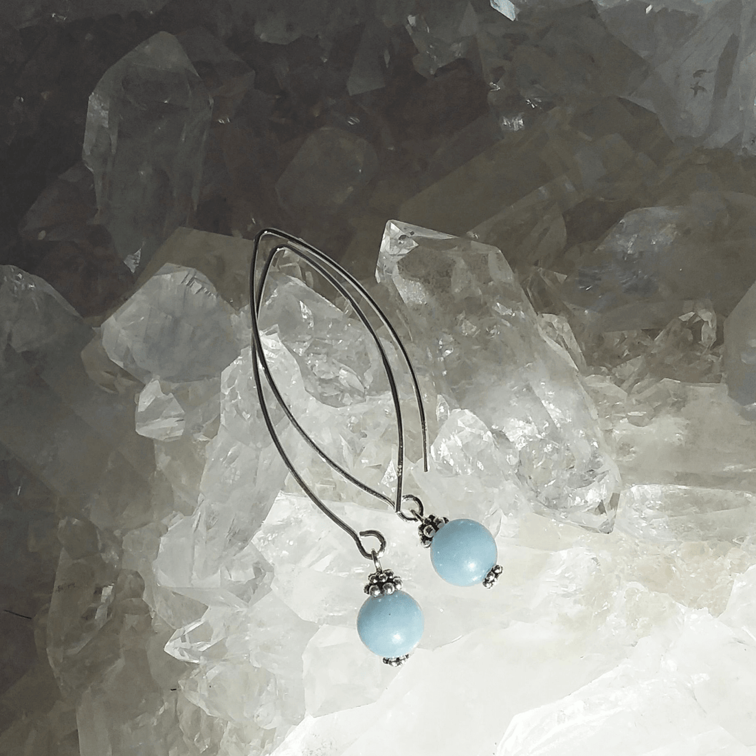 Angelite Bow Dangle Earrings