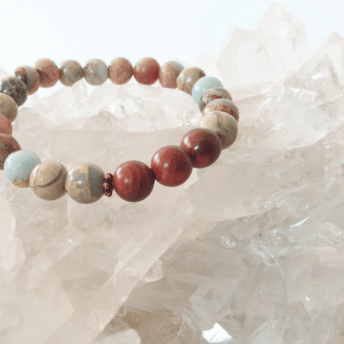 Aqua Terra Jasper Stretch Bracelet with Rosewood