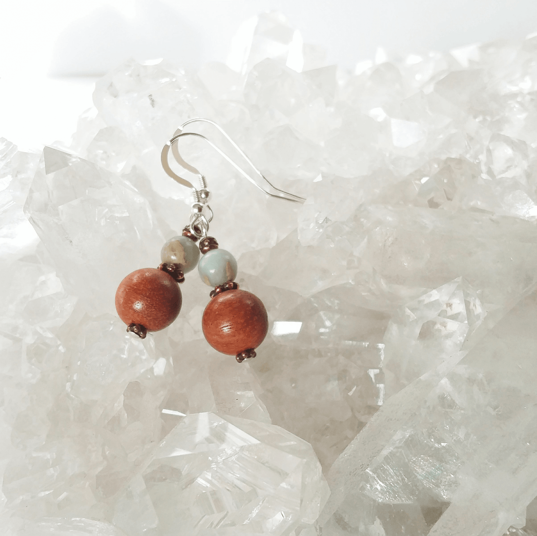 Rosewood and Aqua Terra Jasper Earrings