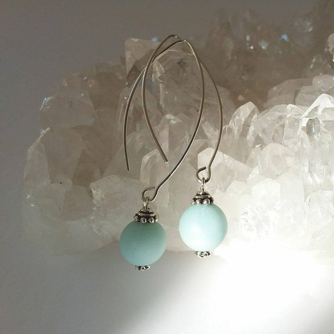 Amazonite Bow Dangle Earrings