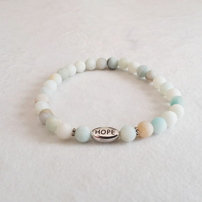 Amazonite Stretch Bracelet with “Hope”