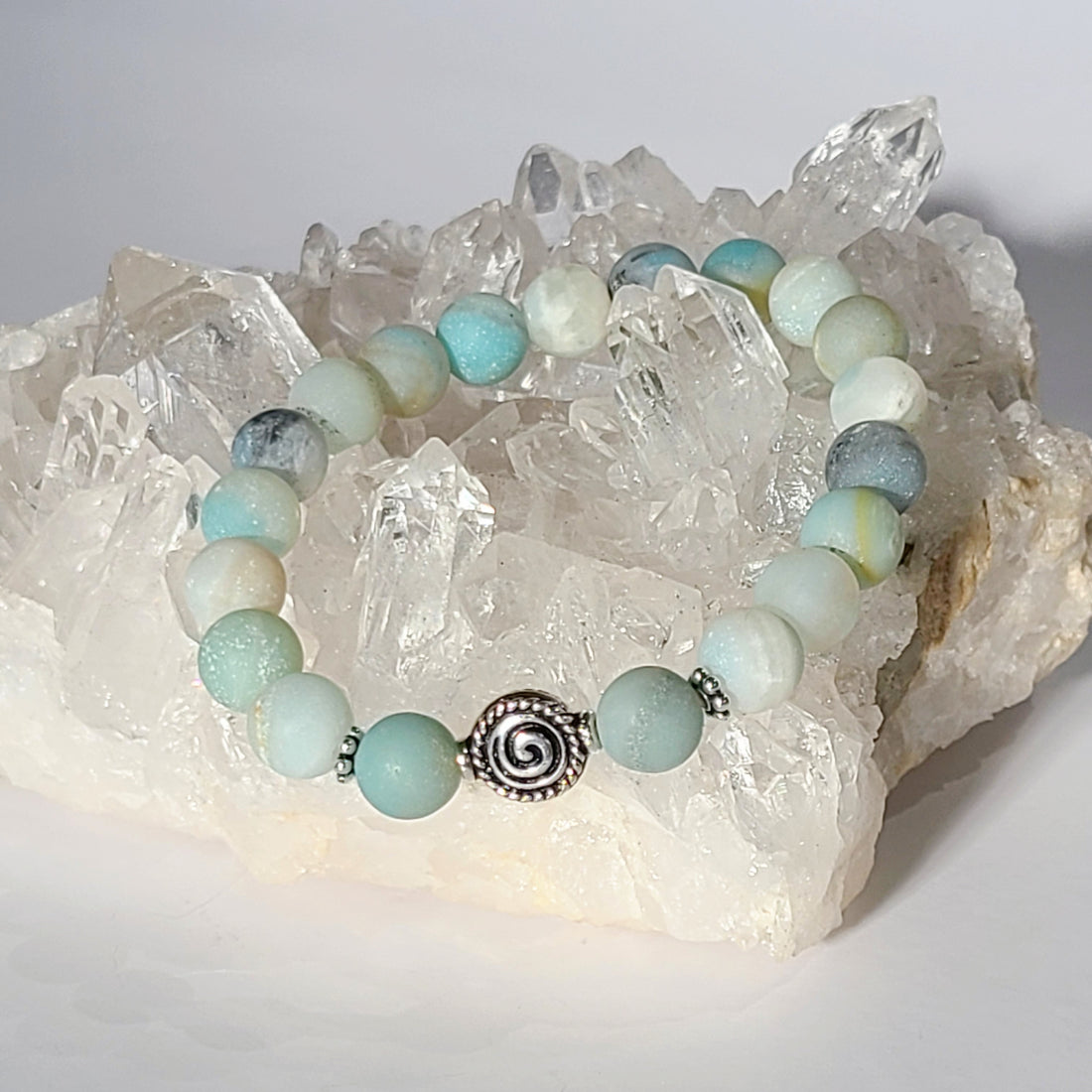 Amazonite Stretch Bracelet with Spiral Bead