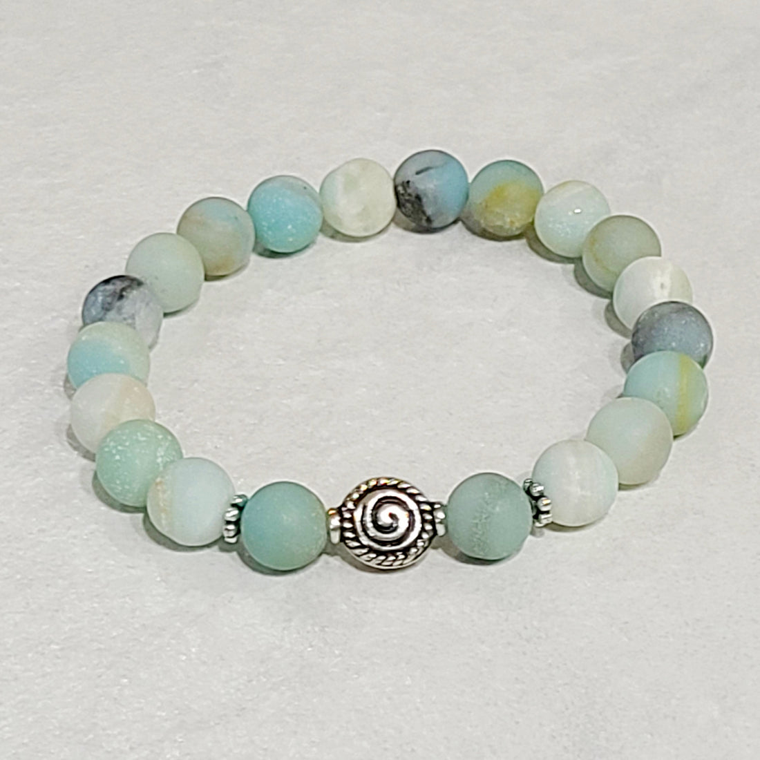 Amazonite Stretch Bracelet with Spiral Bead