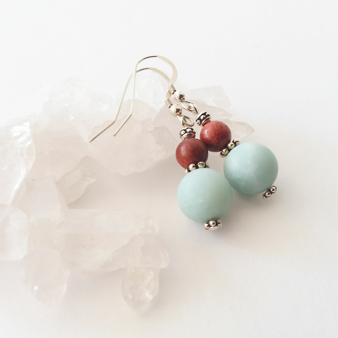 Amazonite with Rosewood Earrings