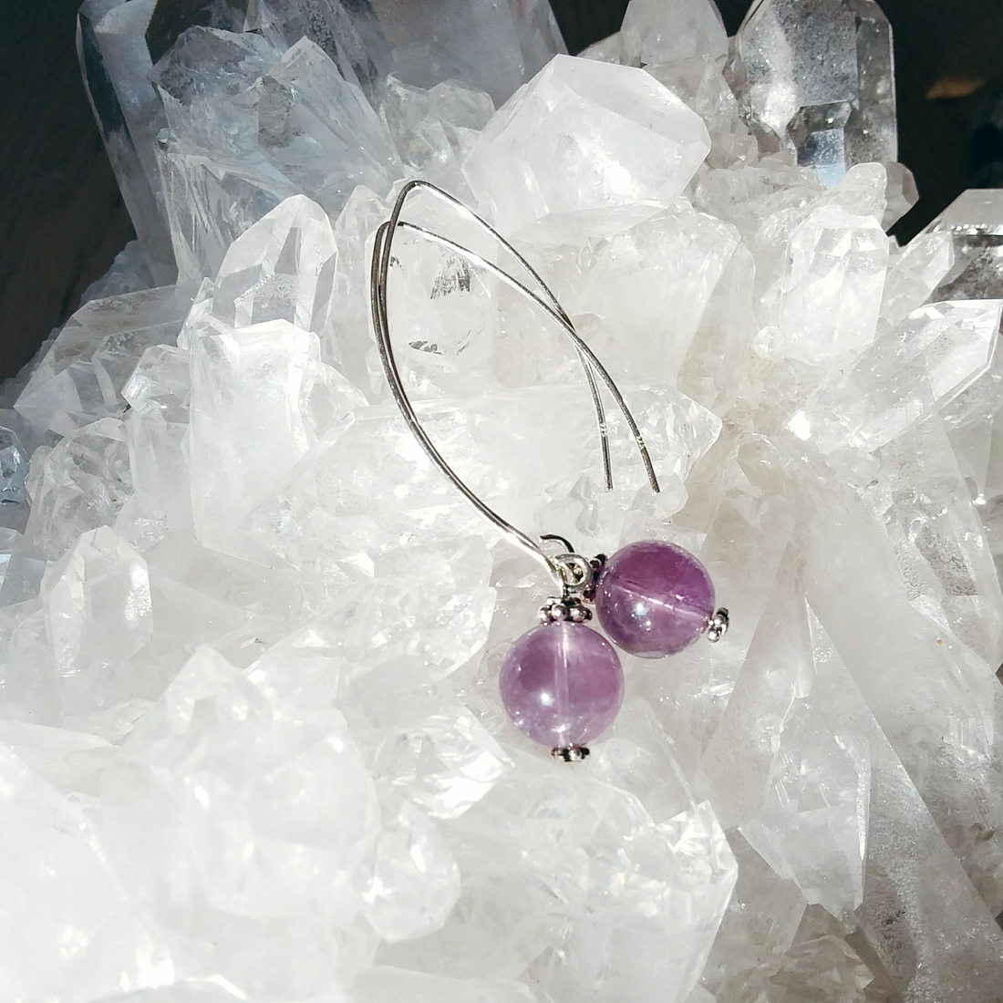 Amethyst Bow Dangle Earrings