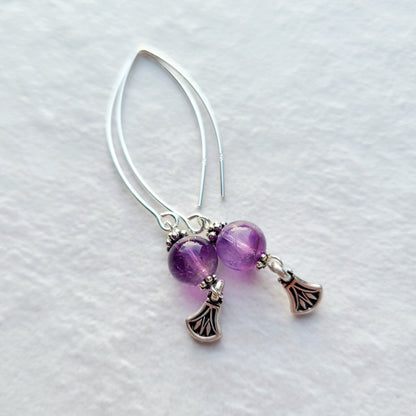 Amethyst with Papyrus Drops Bow Dangle Earrings