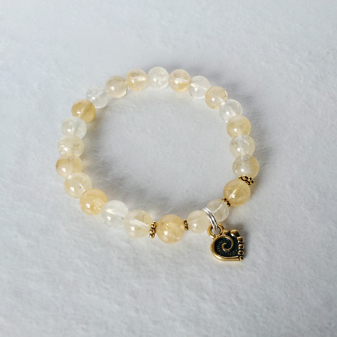 Citrine Stretch Bracelet with a "Heart of Gold"