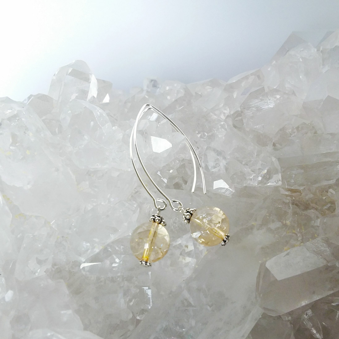Citrine Bow Dangle Earrings