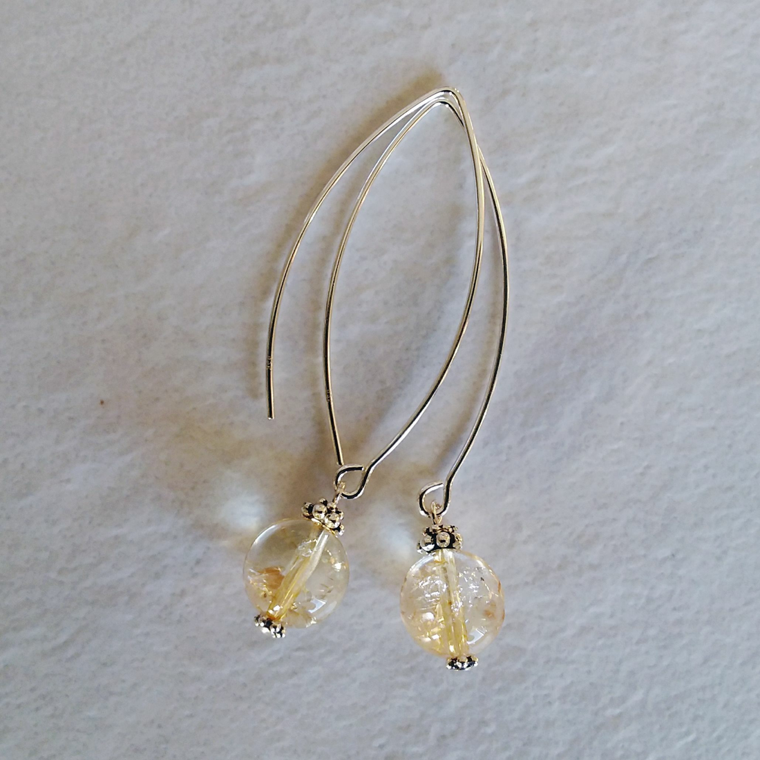 Citrine Bow Dangle Earrings