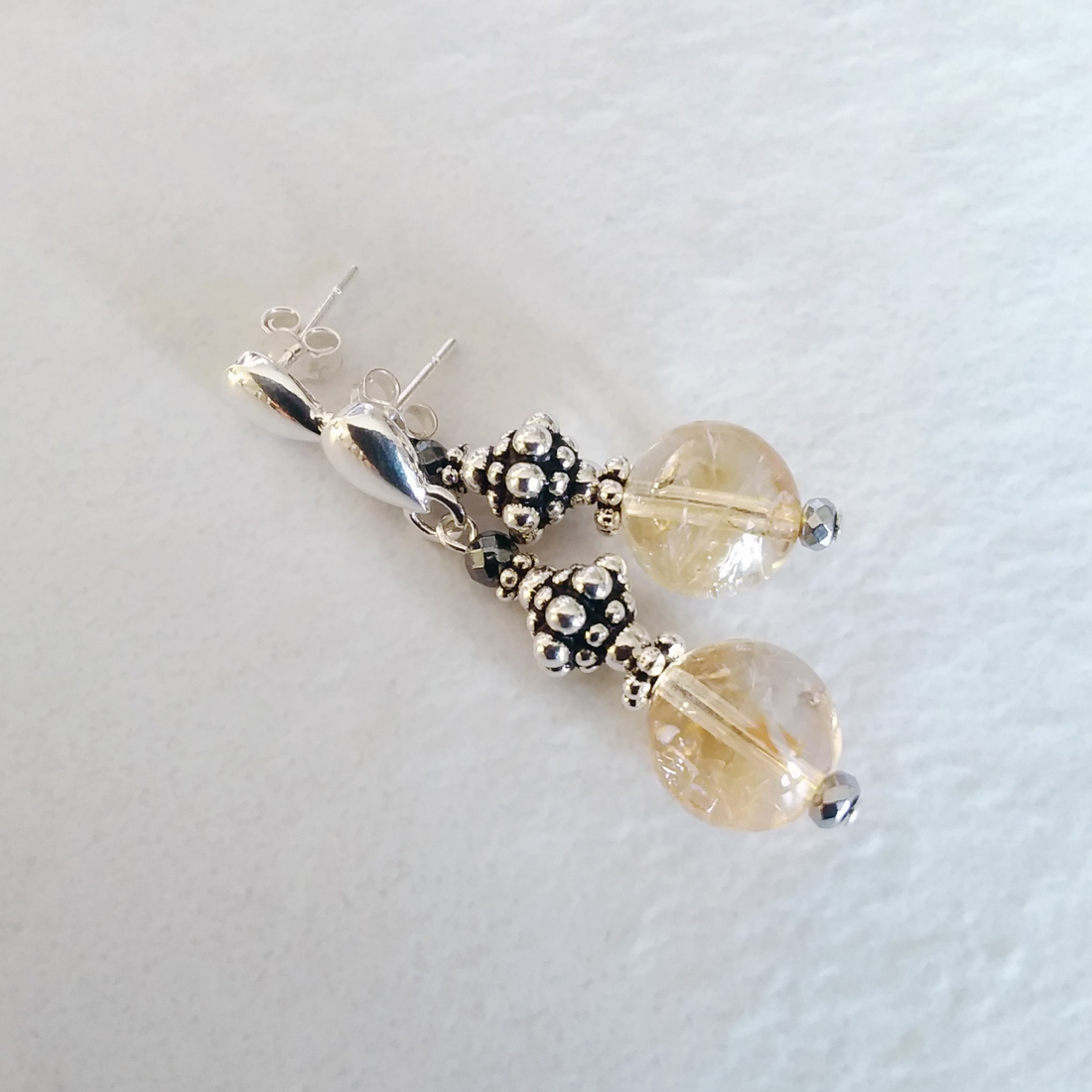 Citrine Teardrop Stud Earrings