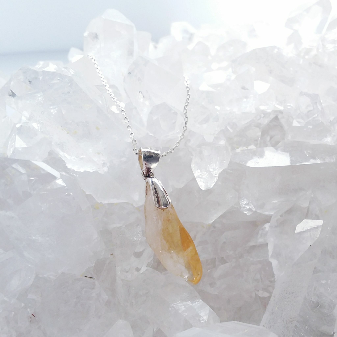 Citrine Single Gem Nugget Necklace