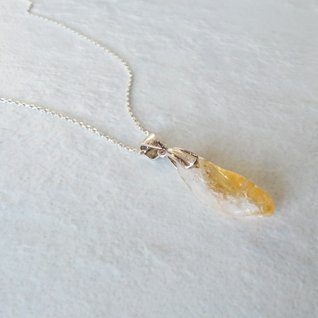 Citrine Single Gem Nugget Necklace