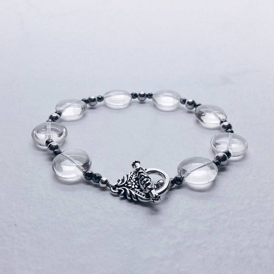 Crystal Quartz Toggle Coin Bracelet