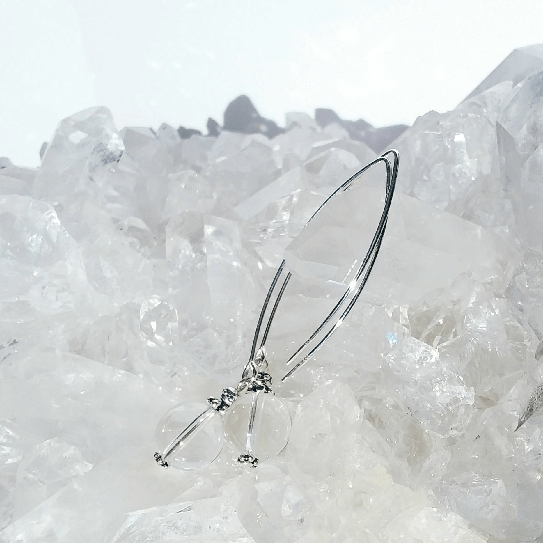 Crystal Quartz Bow Dangle Earrings