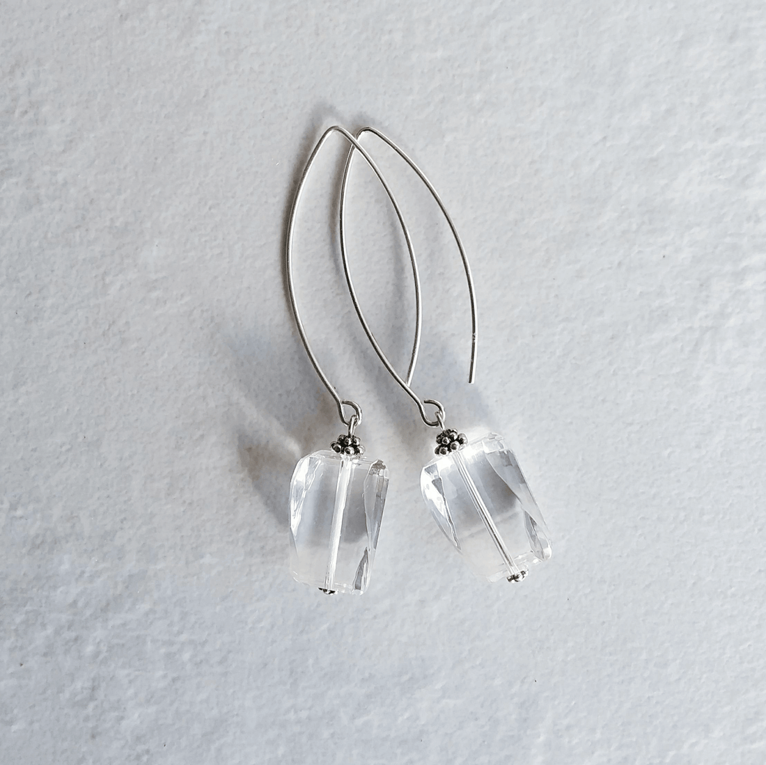 Crystal Quartz Faceted Bow Dangle Earrings