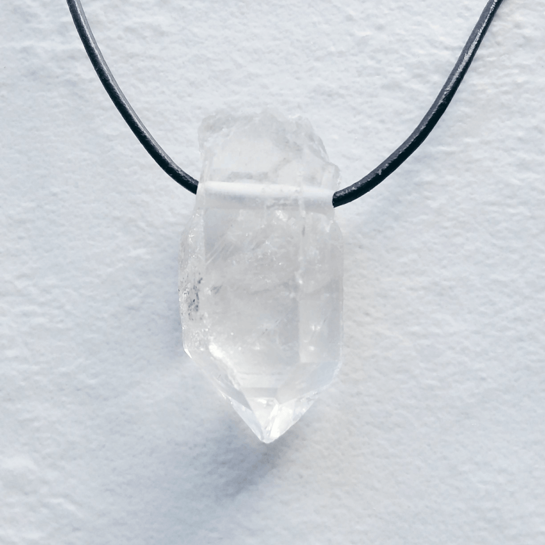 Crystal Quartz Large Point Leather Cord Necklace