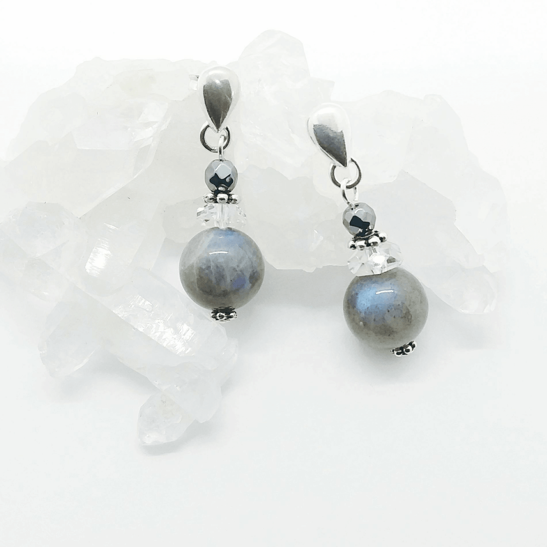 Labradorite Teardrop Stud Earrings