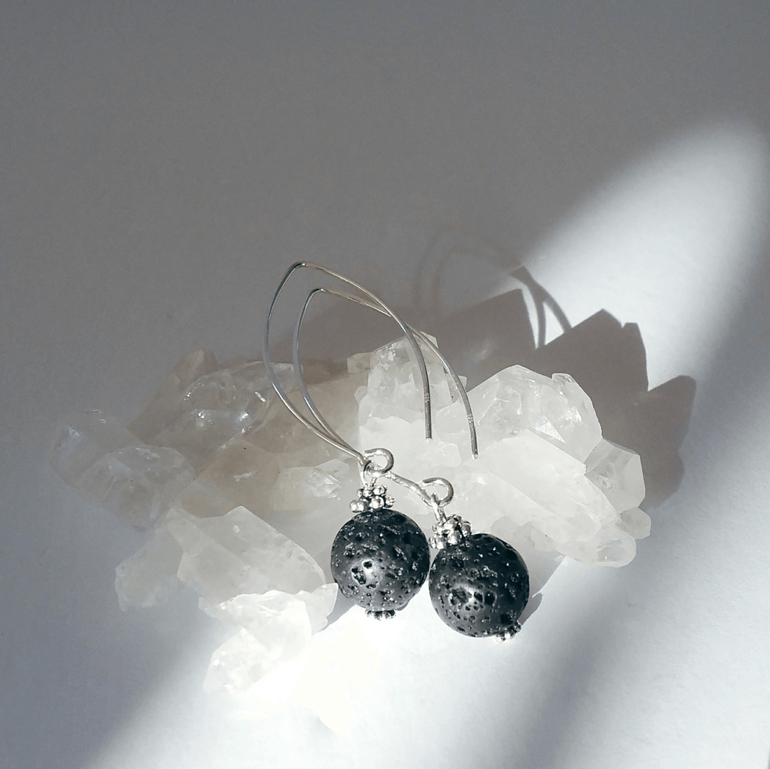 Lava Rock Bow Dangle Earrings