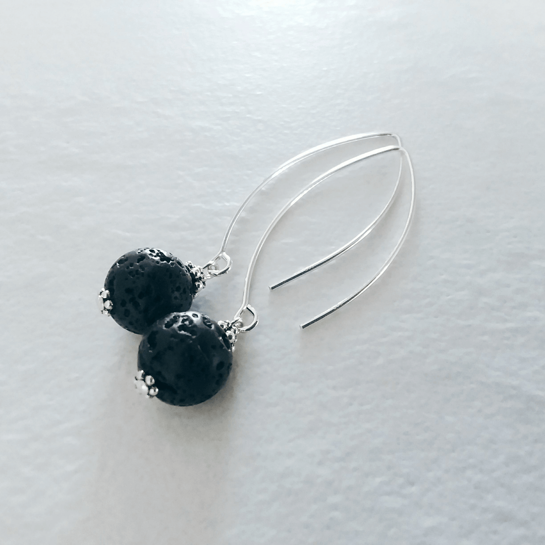 Lava Rock Bow Dangle Earrings