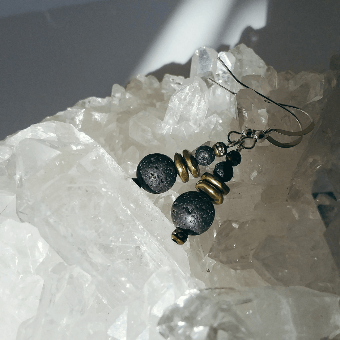 Lava Rock French Hook Earrings