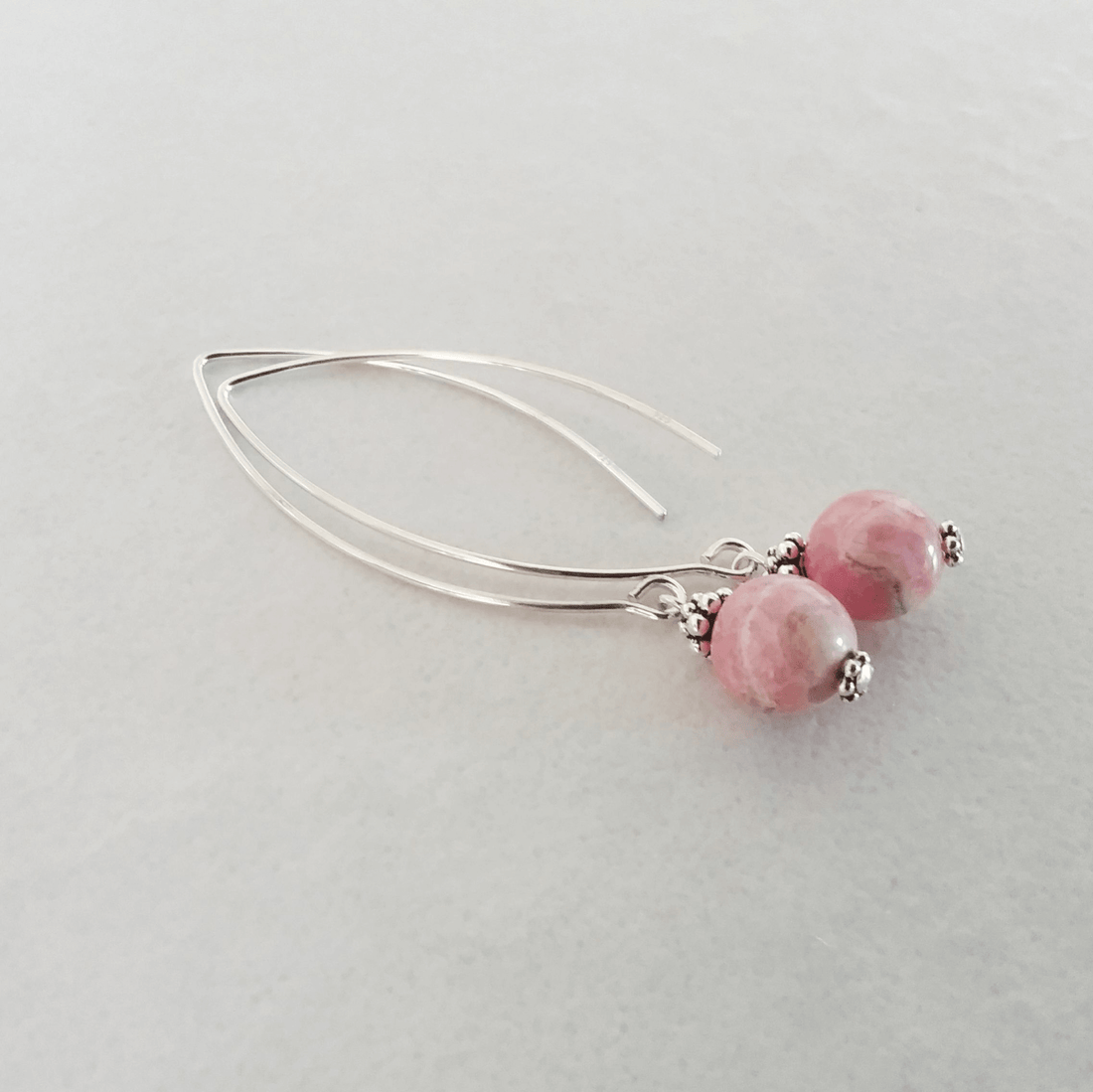 Rhodochrosite Bow Dangle Earrings