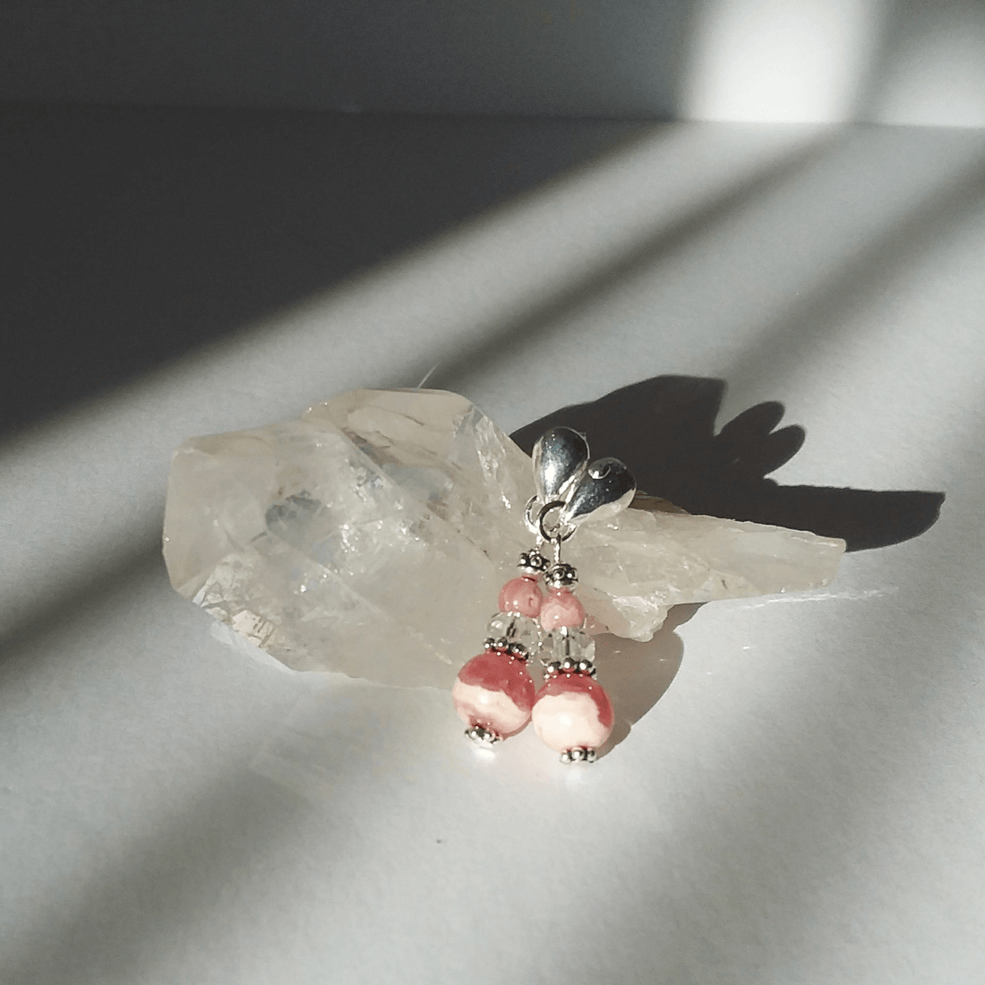 Rhodochrosite Teardrop Stud Earrings