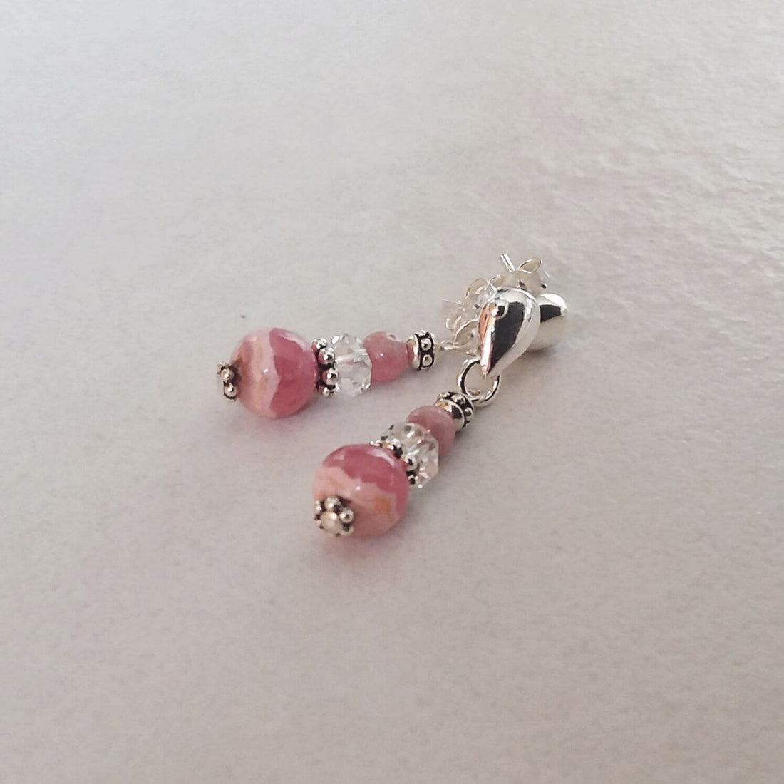 Rhodochrosite Teardrop Stud Earrings