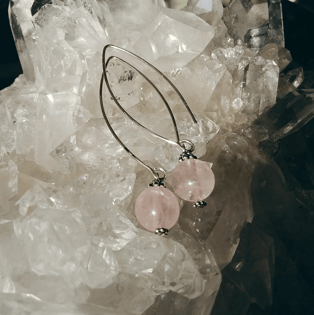 Rose Quartz Bow Dangle Earrings