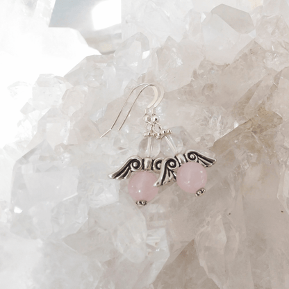 Rose Quartz Angel Wing Earrings