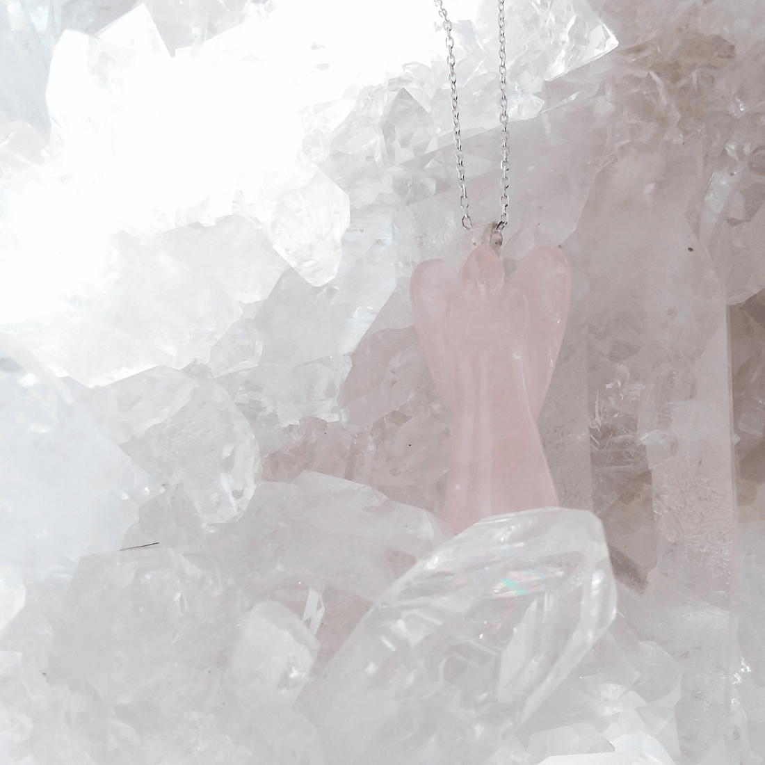 Rose Quartz Angel Necklace