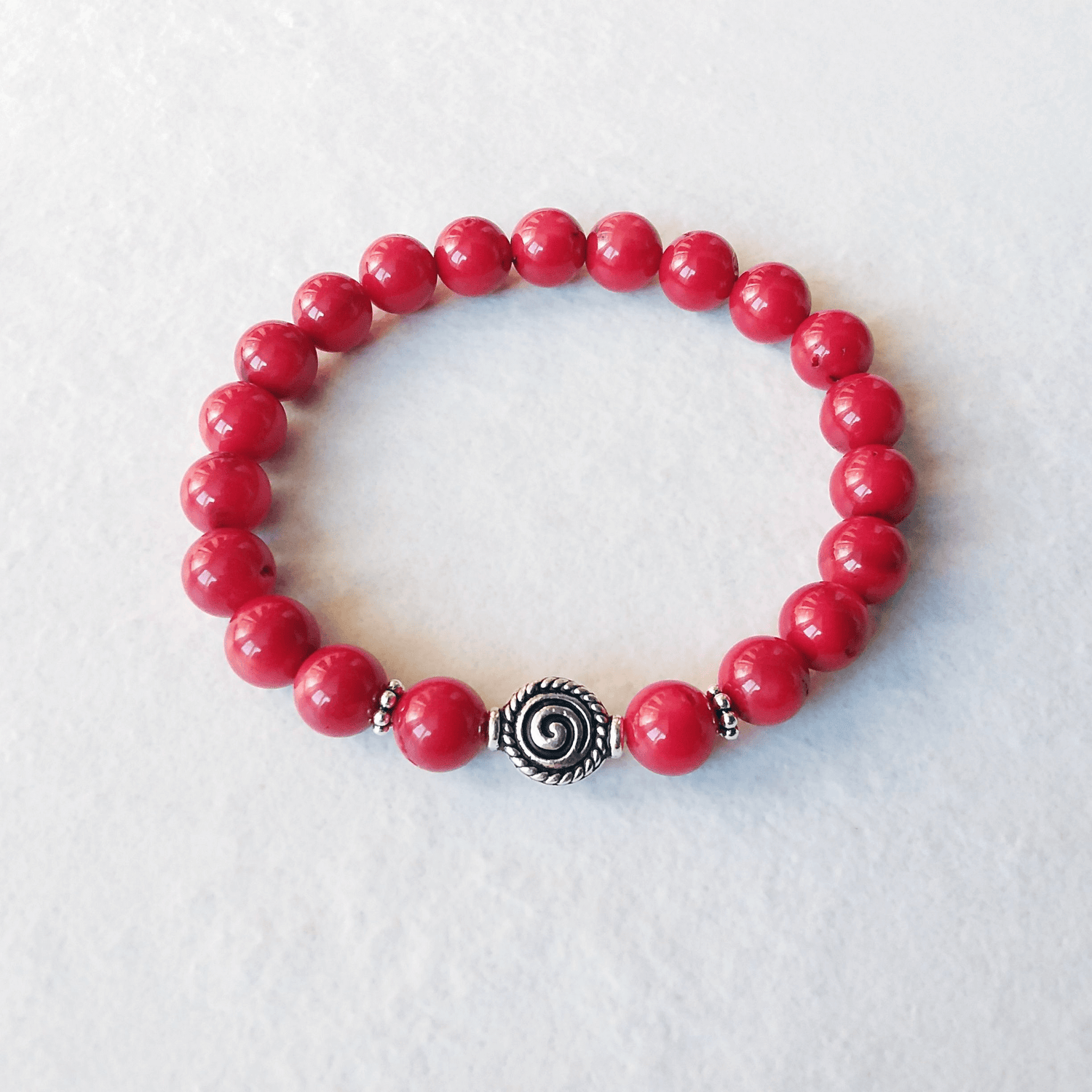 Red Sea Bamboo Stretch Bracelet with Spiral Bead