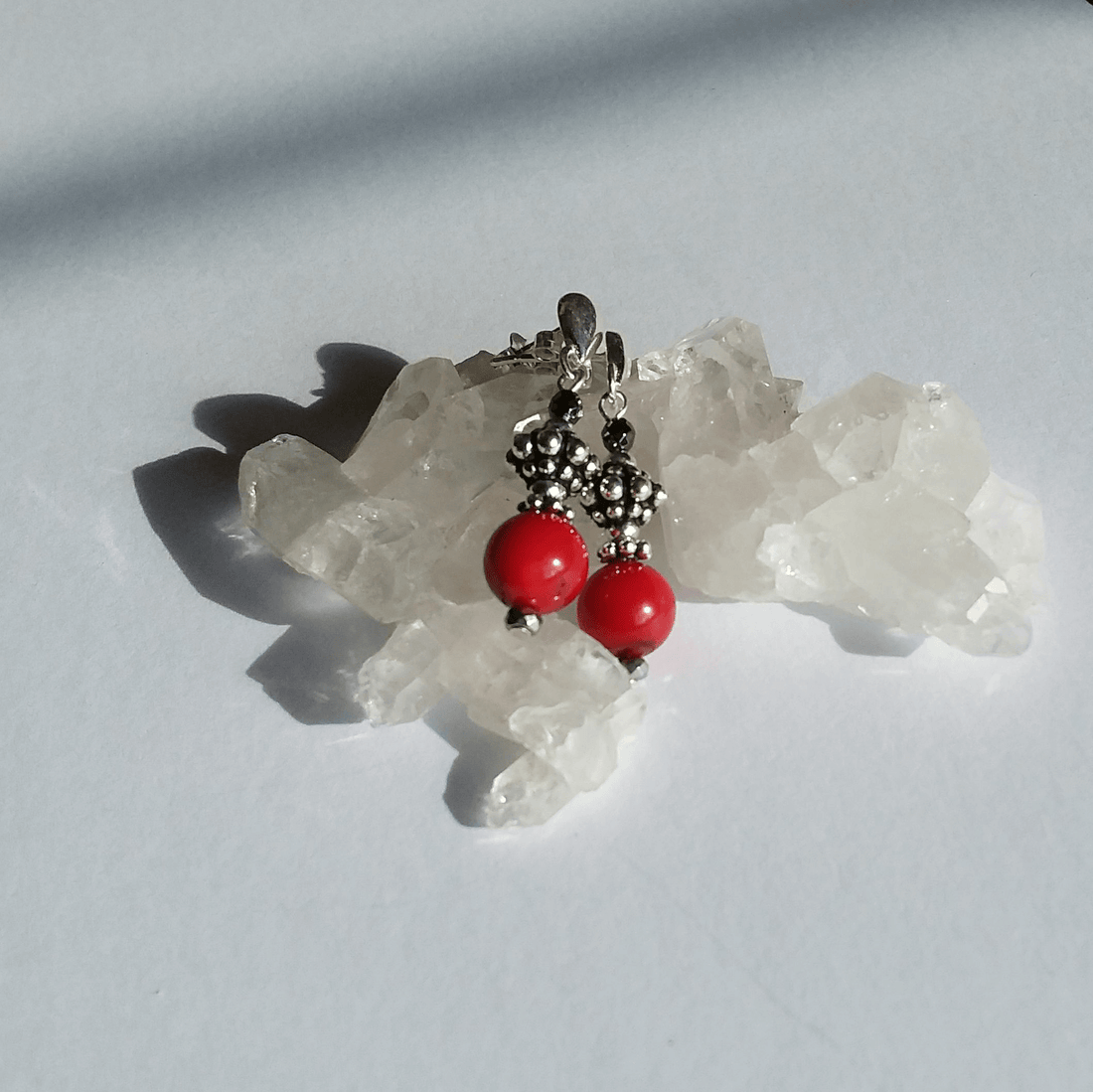 Red Sea Bamboo Teardrop Stud Earrings